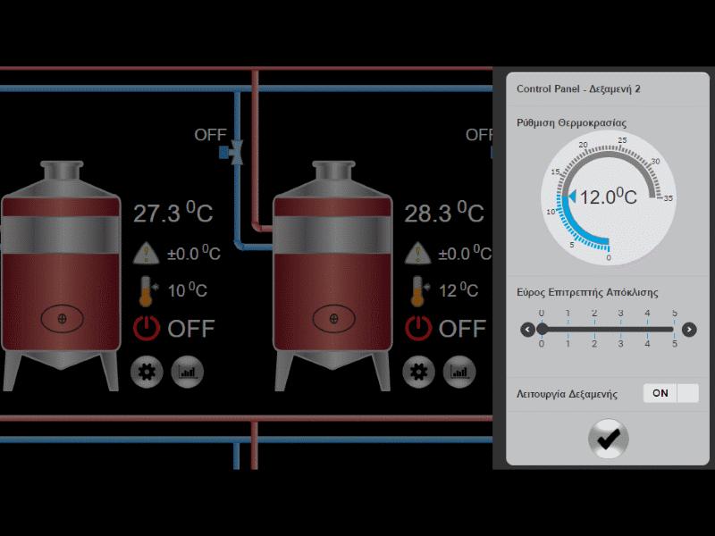 Control panel for winery BMS